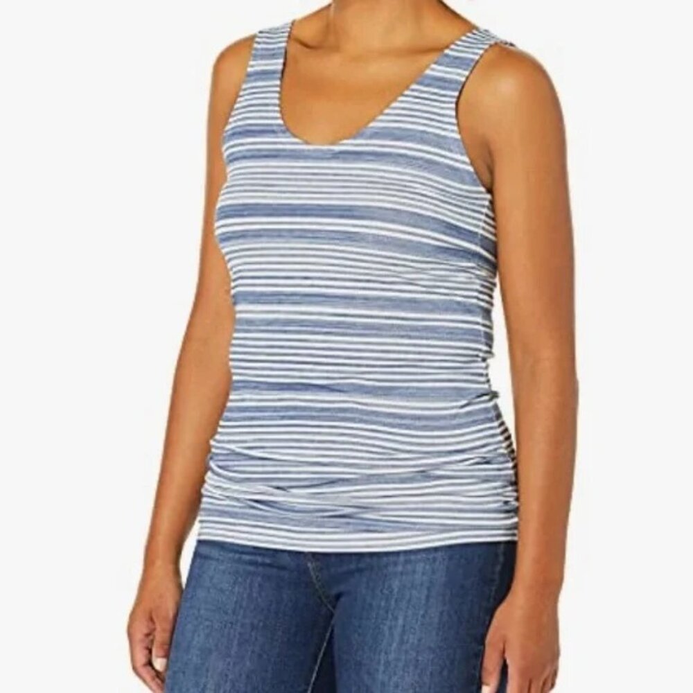 Lysse Striped Blue and White Tank Top - Classic Scoop Neck
